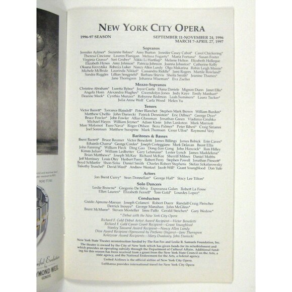 New City Opera Stagebill 1997 Lincoln Center Turandot Puccini Manahan Rowland - Picture 7 of 10